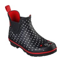 스케쳐스 부츠 여성 Skechers RAIN CHECK-MOODY MEOW BKRD Rubber Rain Boots 113373