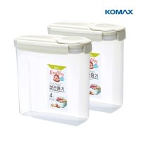 KOMAX 코멕스 플라스틱 그래놀라용기 4L X 2개 시리얼통 쌀통 잡곡통 밀폐용기