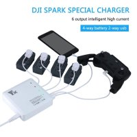 드론 충전기 고속 충전 6 출력 2 USB 포트 4 어댑터 DJI 스파크 배터리 원격 제어용