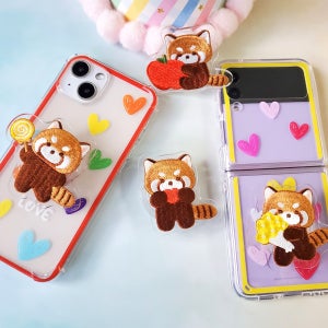 S25 Z플립6 아이폰15 랫서판다 패치톡 핸드폰케이스, 뿌잉몰💜폰케이스