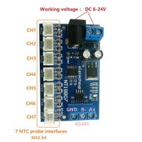 전기 인버터 7채널 12V NTC 서미스터 온도 센서 Modbus Rtu 원격 수집 모니터 보드 10K 1 RS485 B3950