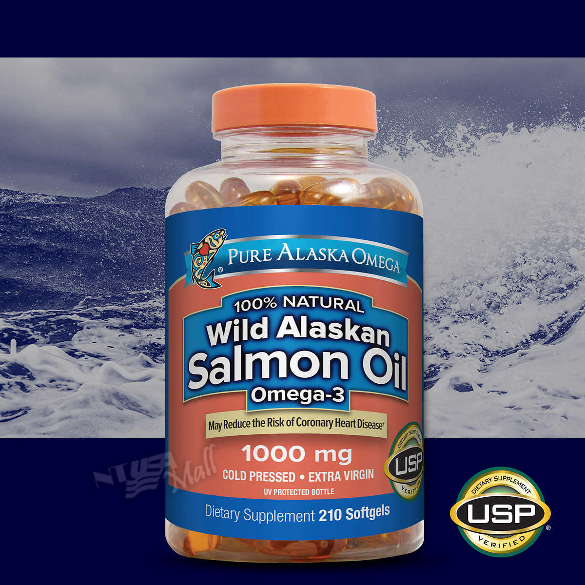<b>퓨어알래스카오메가</b> 와일드 알래스카 살몬오일 1000mg 210소프트젤 Pure Alaska Omega Wild Alaska Salmon Oil, 무료배송