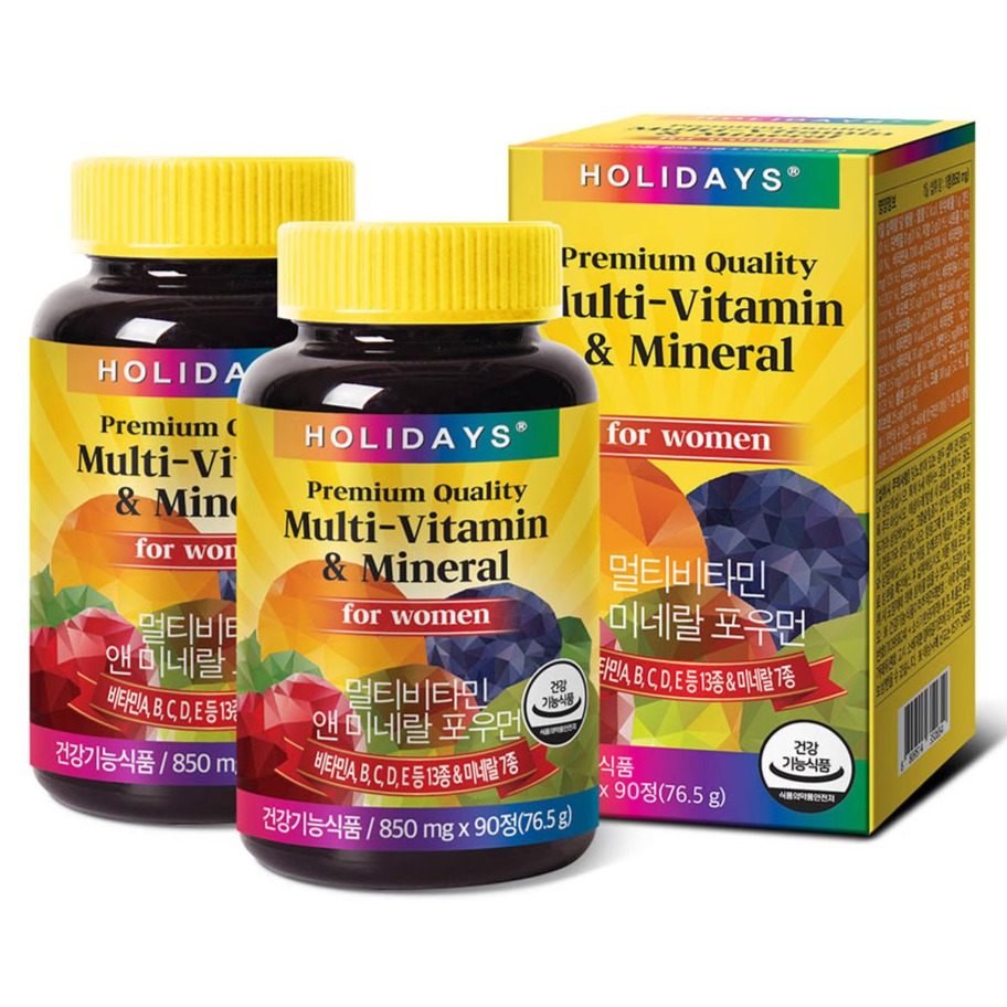 <b>홀리데이즈</b> 멀티<b>비타민</b> 앤 미네랄 포우먼  90정  2개