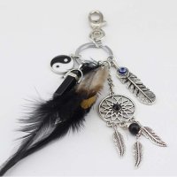 패션왕 Artilady 천연 오팔 돌 dreamcatcher 열쇠 고리 가방 매력 boho 보석 깃털 키 체인 여성 02