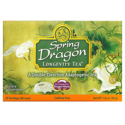 <b>드래곤 허브</b> Dragon Herbs Spring Dragon Longevity Tea, 무카페인, 20 티백, 1.8 oz(50 g)