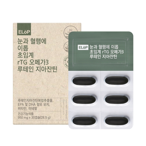 [<b>이롭</b>]눈과 혈행에 <b>이롭</b> 초임계 rTG<b>오메가3</b> 루테인 지아잔틴 950mg x 30캡슐 1개월분