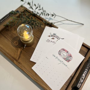 캘리그라피 엽서달력+우드스탠드 2023캘린더, 여유글씨