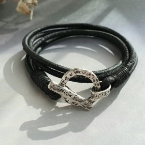 멀티 실버 토글 바 가죽 팔찌겸,목걸이, 장신구 OAK