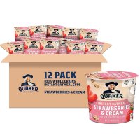 퀘이커 미국 Quaker 인스턴트 오트밀 딸기 크림 컵 43g 12팩 시리얼