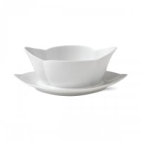 [관부가세/국제배송비 포함가] Royal copenhagen - White ribbed sauce boat with saucer 55 cl