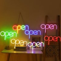 OPEN 오픈 LED 조명 가게 인테리어 사인보드 간판 네-open 4색