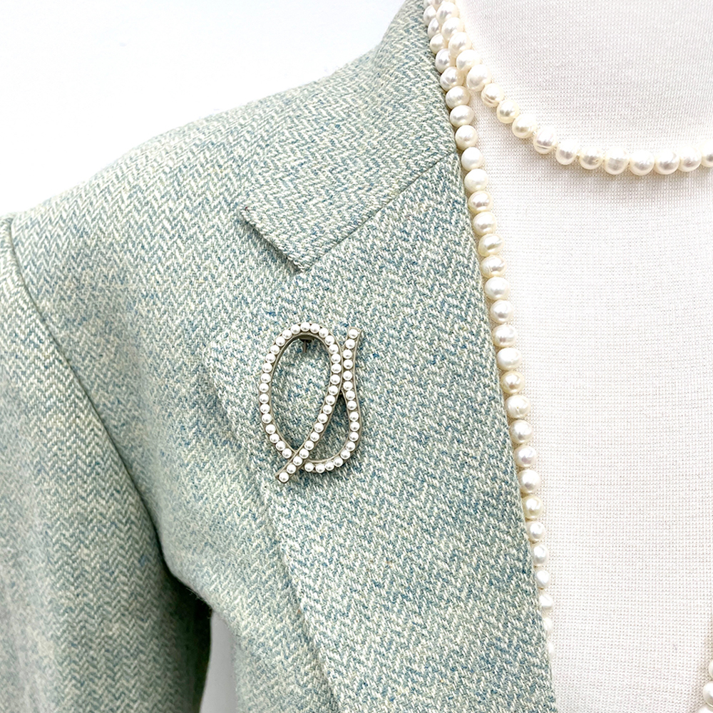 삿치 0106 PEARL BROOCH 진주 라인 민트 재킷 브로치
