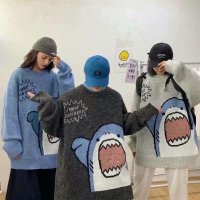 남자기본니트 가을 겨울 남성 스웨터 Streetwear 스타일 상어 캐주얼 의 니트스웨터