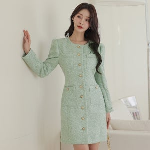 스테디 패더 골드 버튼 포켓 원피스