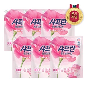 LG생활건강 샤프란 섬유유연제 리필 2.1L 핑크센세이션 x 6개