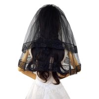 블랙 할로윈 코스프레 베일 Applique Edge Bridal Wedding Veils 웨딩 액세서리