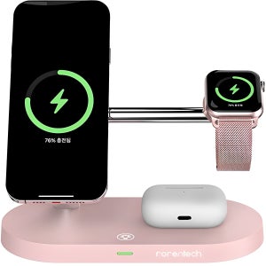 로랜텍 아이폰 애플워치 에어팟 맥세이프 고속 무선충전기  핑크  1개 MWI-51