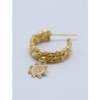 [봉보] Flower smile hoop Earrings 꽃 스마일 꼬임 귀걸이 노란색(골드) PEMB20OES018 B20OES018