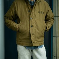 리얼맥코이 THE REAL McCOY S N-1 DECK JACKET KHAKI STENCIL MJ22115