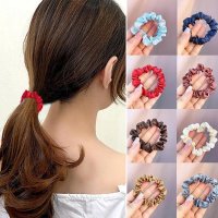 헤어머리끈 새틴 작은 머리 기본 달콤한 Scrunchies 헤어 밧줄 고무 데일리머리끈