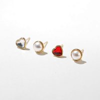 Swarovski Earrings No 011 블링살롱 실버침 스윗 봉봉 하트 언발 스왈 진주 큐빅 귀걸이 2컬러