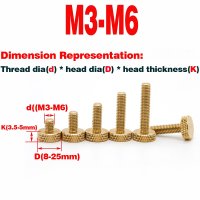 황동 체크 무늬 플랫 라운드 헤드 손 나사구리 Knurled 손 나사 M3M4M5M6