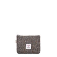 [Harris Tweed] Flat Pouch Dark Brown