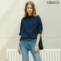 크레송 CRESSON 썸머 러플 하이넥 블라우스