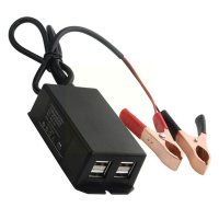 12 24V DC 어댑터 배터리 클립 차량 USB 충전기 4 포트 전원 콘센트 전화 클램프