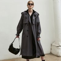 닉앤니콜 OVERSIZED DOUBLE TRENCH COAT CHARCOAL A