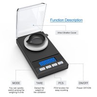 Precision Scale 0 001G X 50G Weight Milligrams Kitchen Digital Pocket Tare Function