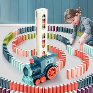 레고호환 자동 배치 도미노 기차 전기 자동차 세트 블록 키트 게임 교육 장난감 DIY 선물