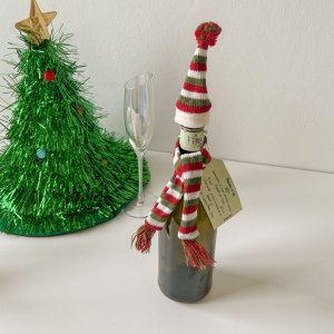 르모트 크리스마스 와인 모자 목도리 데코 세트 - 01 와인 목도리 세트(나홀로 케빈)