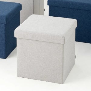 베이직 사각 수납스툴 화장대의자 라이트그레이