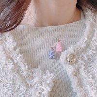 14k gold.하리보 곰 투톤 젤리 유니크 러블리 금 목걸이(9color)  로즈골드  블랙  추가안함