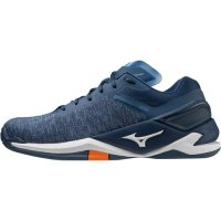 MIZUNO 미즈노 핸드볼화 웨이브 스텔스 NEO 배구 코트 실내 운동화 남자 여자  25.0cm 2E  네이비/화이트/오렌지