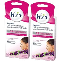 Veet 비트 왁싱 제모 크림 왁싱 털 제거 왁스 스트립 얼굴용 일반 피부용 39g