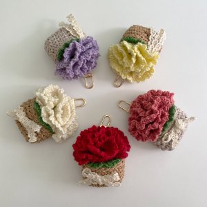 DIY키트 뜰안 꽃바구니 키링 코바늘 뜨기- 카네이션 부모님 선물 패키지 손뜨개 뜨개질
