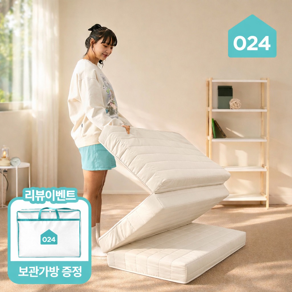 024홈 국민토퍼 3단 접이식 토퍼 매트리스 푹신한 바닥 침대 8cm 멀티싱글