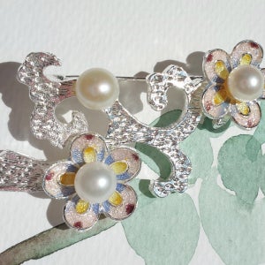 순은 매화꽃 담수진주 브로치 경주 칠보공방 꽃브로치, 칠보