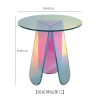 아크릴 홀로그램 투명 레인보우 오로라 테이블 탁자 지름 40 높이 40