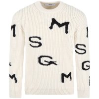 MSGM 22FW 키즈 로고 프린트 골지 니트 MS029251 036