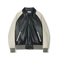 PARTIMENTO 비건 레더 래글런 바시티 자켓 Vegan Leather Raglan Varsity Jacket