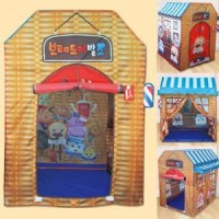 텐트 놀이 브레드 이발소 조립 커텐 오픈 멜로디 사운드 유아 장난감 선물 인디언 하우스 집
