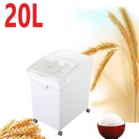 업소용 플라스틱 이동식 쌀통 20L 15kg 보관함 밀가루 곡물 콩 wr 83-F-88911