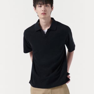 [무신사 스탠다드] 슬릿 넥 피케 폴로 셔츠 [블랙] MMJTP6Z04-BK