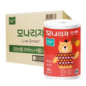 모나리자 모나리자 점보롤 300m 16롤 화장지 롤화장지 휴지 (4입4팩)