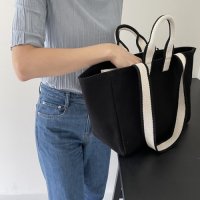 [언폴드] Two tone strap bag - black 21