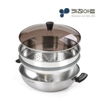 키친아트 인덕션 찜냄비 찜기 스텐 레트로쿠커 28cm