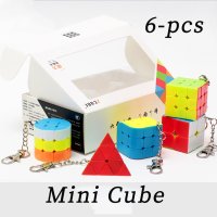 간큐브 간즈큐브 6pcs 미니 큐브 2x2 3x3 피라미드 키 체인 매직 전문 교육 완구 링 cubo Magico